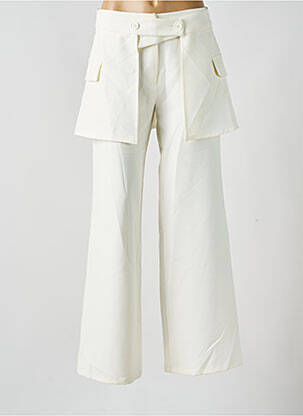 Pantalon large fermeture zippée sous rabat boutonné taille haute beige LES ACOLYTES femme
