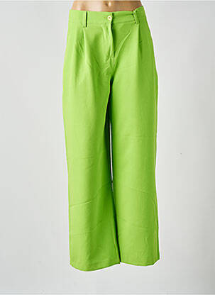 Pantalon large fermeture zippée sous rabat boutonné taille haute vert K femme