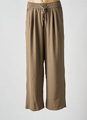 Pantalon large tissage crêpe taille normale marron JCL femme