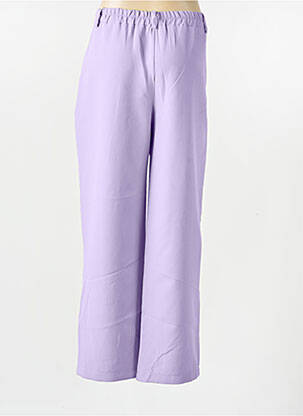 Pantalon large fermeture zippée sous rabat boutonné taille haute violet K femme