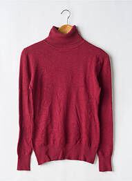 Pull col roulé coupe cintrée manches longues rouge SANS MARQUE femme