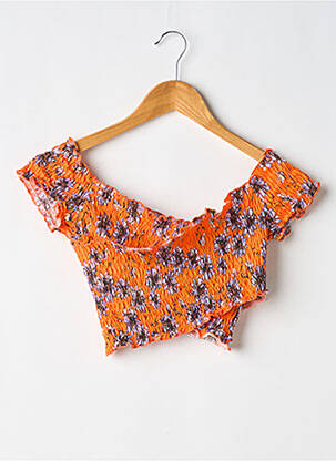 Top stretch manches courtes orange TOPSHOP femme