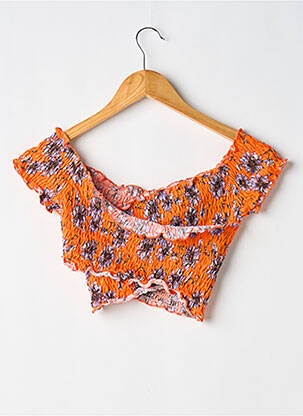 Top stretch manches courtes orange TOPSHOP femme