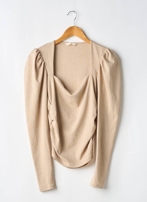 Top stretch manches longues beige H&M femme