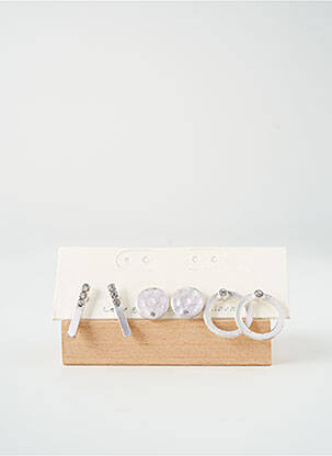 Boucles d’oreilles fermeture bouton poussoir gris TATA GISELE femme