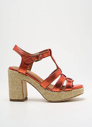 Sandales/nu pieds semi compensé talon de 7 à 9cm orange ADIGE femme