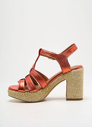 Sandales/nu pieds semi compensé talon de 7 à 9cm orange ADIGE femme