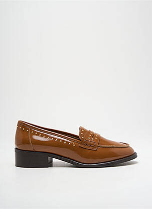 Mocassins matière lisse talon plat jusqu'à 3cm marron REQINS femme