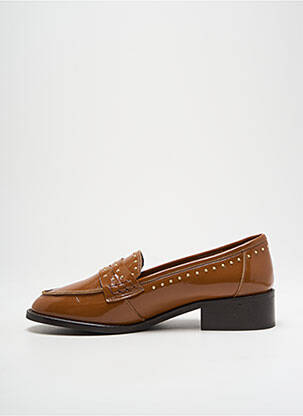 Mocassins matière lisse talon plat jusqu'à 3cm marron REQINS femme