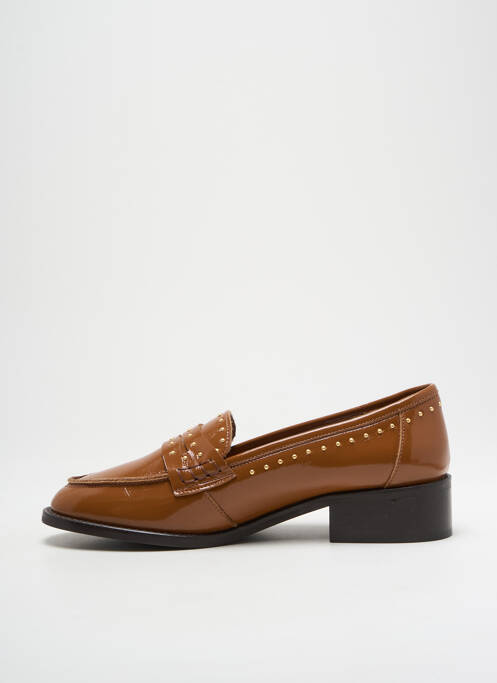 Mocassins matière lisse talon plat jusqu'à 3cm marron REQINS femme