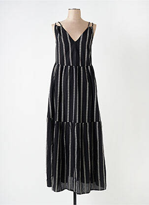 Robe longue coupe évasée sans manche noir FOR EVER femme