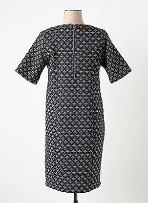 Robe mi-longue imprimé fantaisie manches courtes noir LA FEE MARABOUTEE femme