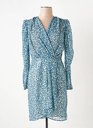 Robe mi-longue imprimé fleurs manches longues bleu MORGAN femme