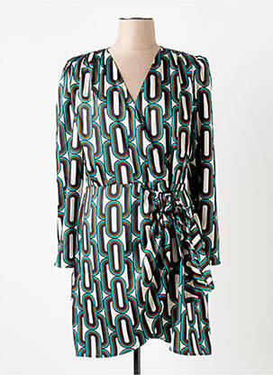 Robe courte fermeture zippée au dos manches longues vert MORGAN femme