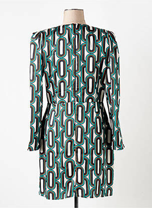 Robe courte fermeture zippée au dos manches longues vert MORGAN femme