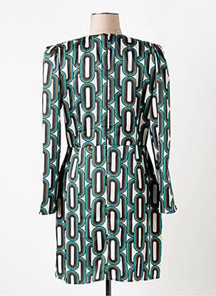 Robe courte fermeture zippée au dos manches longues vert MORGAN femme