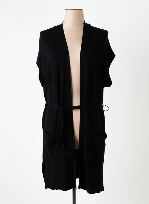 Gilet manches courtes maille fine noir KAFFE femme