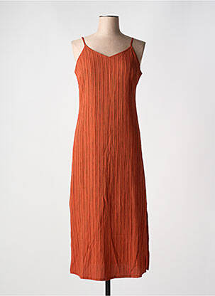 Robe longue tissage crêpe fines bretelles orange B.YOUNG femme