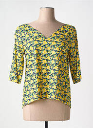 Blouse imprimé fleurs manches 3/4 jaune HIPPOCAMPE femme