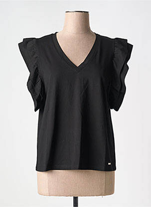 T-shirt col v manches courtes noir MCM femme
