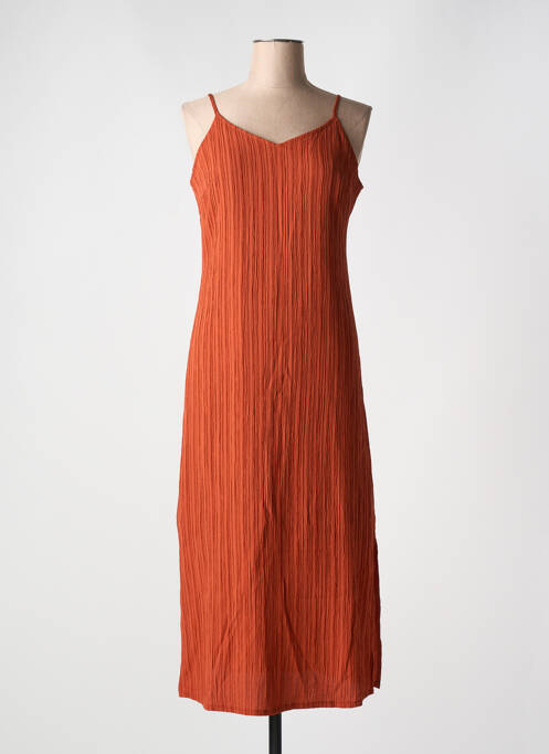 Robe longue manches bretelles ajustables fines bretelles orange B.YOUNG femme