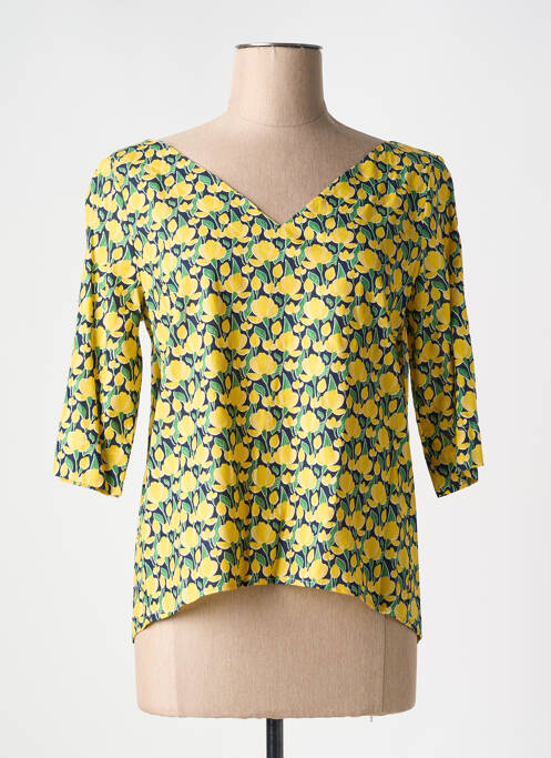 Blouse tissage popeline manches 3/4 jaune HIPPOCAMPE femme
