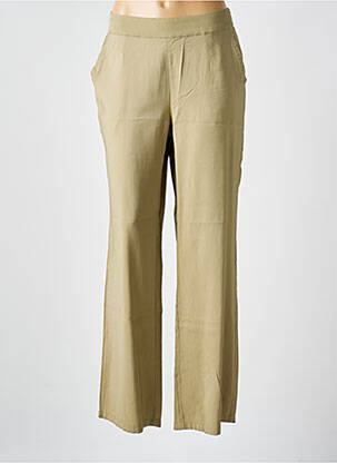 Pantalon droit tissage popeline taille normale vert B.YOUNG femme