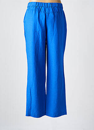 Pantalon large tissage popeline taille normale bleu BRANDTEX femme