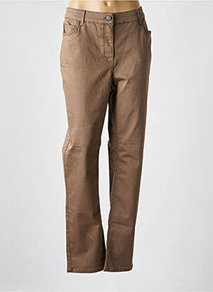 Pantalon slim tissage popeline taille normale marron BRANDTEX femme