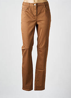Pantalon slim tissage popeline taille normale marron BRANDTEX femme