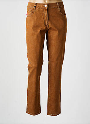 Pantalon slim tissage popeline taille normale marron EAST DRIVE femme