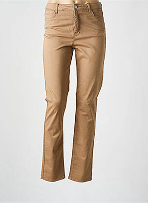 Pantalon slim tissage popeline taille normale marron KANOPE femme