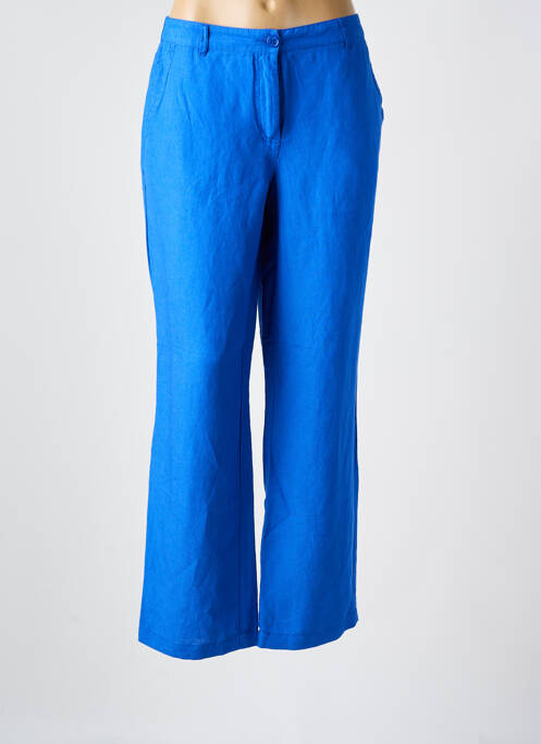 Pantalon large fermeture zippée sous rabat boutonné taille normale bleu BRANDTEX femme