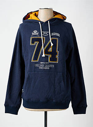 Sweat-shirt à capuche broderie manches longues bleu DEELUXE homme