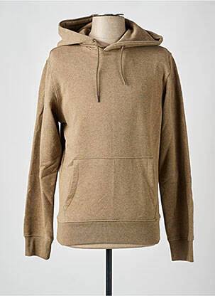 Sweat-shirt à capuche poches manches longues marron JACK & JONES homme