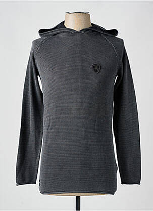 Sweat-shirt à capuche tissage jersey manches longues gris DEELUXE homme