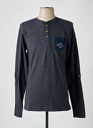 T-shirt col tunisien manches longues bleu DEELUXE homme