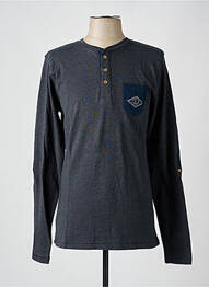 T-shirt col tunisien manches longues bleu DEELUXE homme