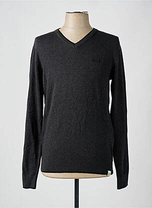 Pull col v manches longues gris JACK & JONES homme
