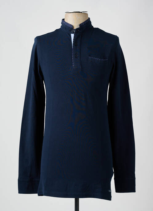 Polo manches longues manches longues bleu DEELUXE homme