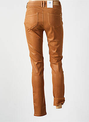 Pantalon slim tissage enduit taille normale marron C'EST BEAU LA VIE femme