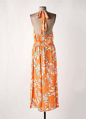 Robe longue tissage popeline sans manche orange GRACE & MILA femme
