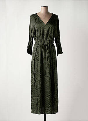 Robe longue imprimé fantaisie manches 3/4 vert GRACE & MILA femme