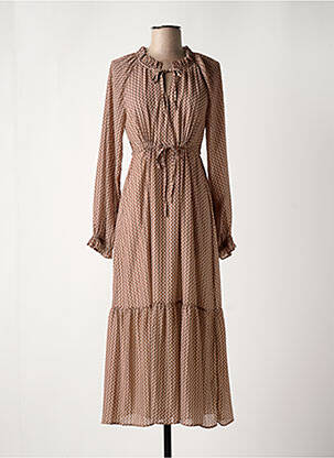 Robe longue manches longues manches longues marron C'EST BEAU LA VIE femme