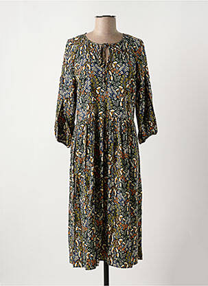 Robe mi-longue coupe évasée manches 3/4 noir GEISHA femme