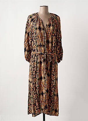 Robe longue imprimé fantaisie manches 3/4 orange GEISHA femme