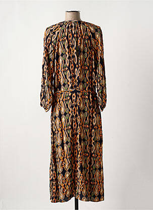 Robe longue imprimé fantaisie manches 3/4 orange GEISHA femme