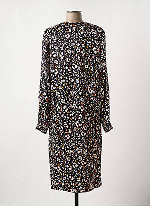 Robe mi-longue coupe fluide manches longues noir GEISHA femme