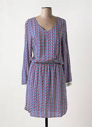 Robe mi-longue manches longues manches longues bleu C'EST BEAU LA VIE femme
