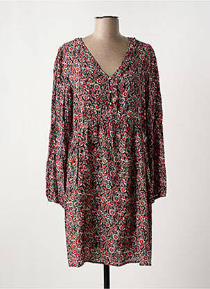 Robe mi-longue imprimé fleurs manches longues noir C'EST BEAU LA VIE femme